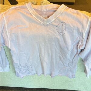 Aerie Oversized Lavender Smiley Sweatshirt